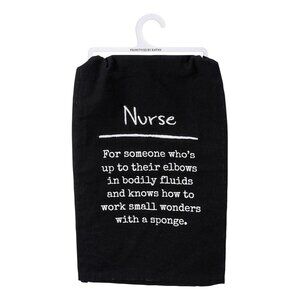 Primitives by Kathy  Dish Towels Black White Nurse kitchen Novelty Message Humor